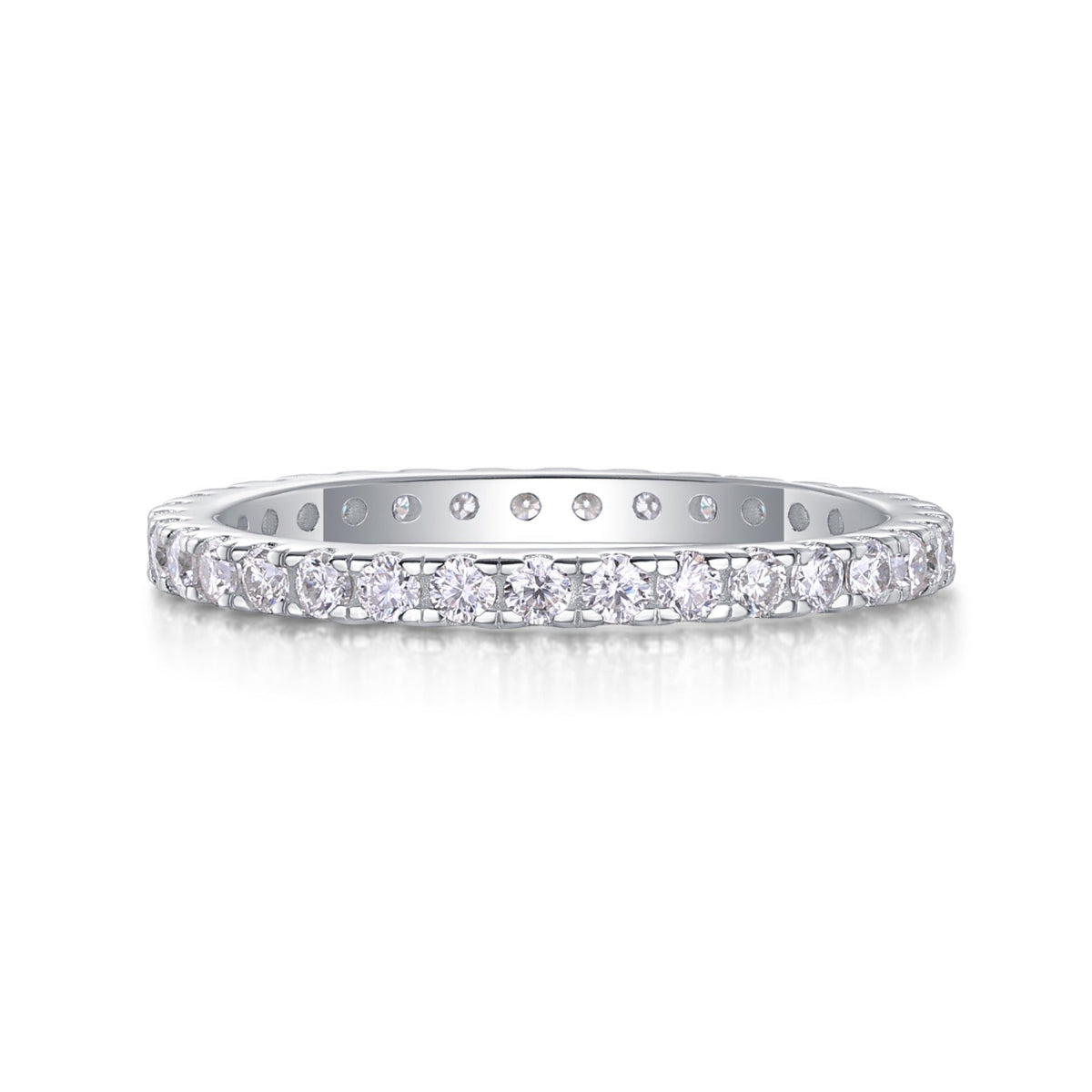Daylight Moissanite Eternity Band Ring in Sterling Silver