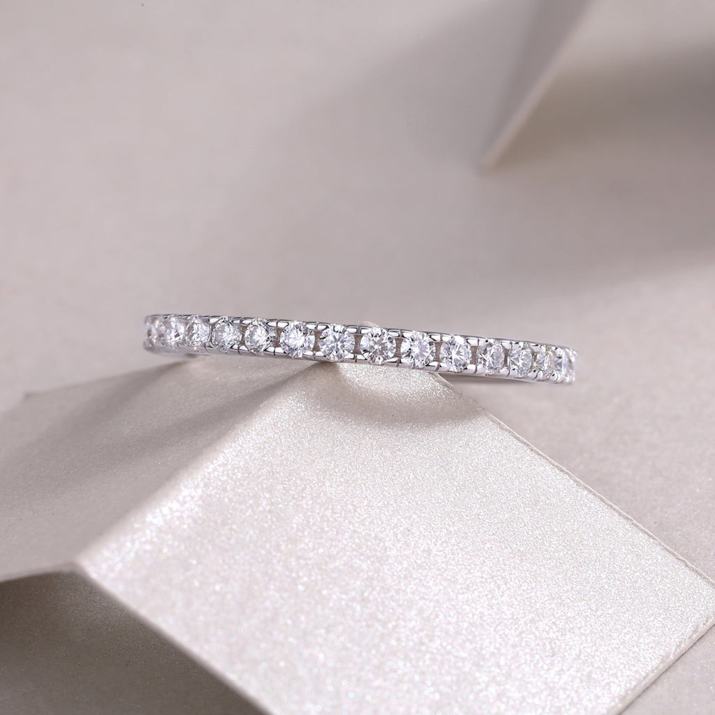Daylight Moissanite Eternity Band Ring in Sterling Silver