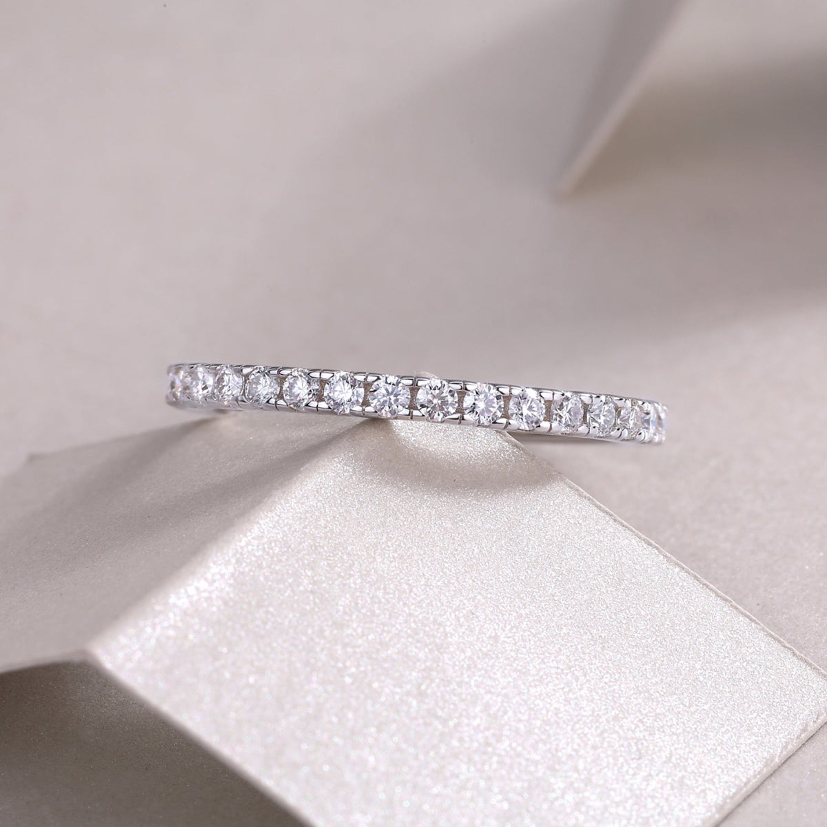 Daylight Moissanite Eternity Band Ring in Sterling Silver