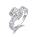 Daydream Emerald-Cut Moissanite Halo Ring in Sterling Silver