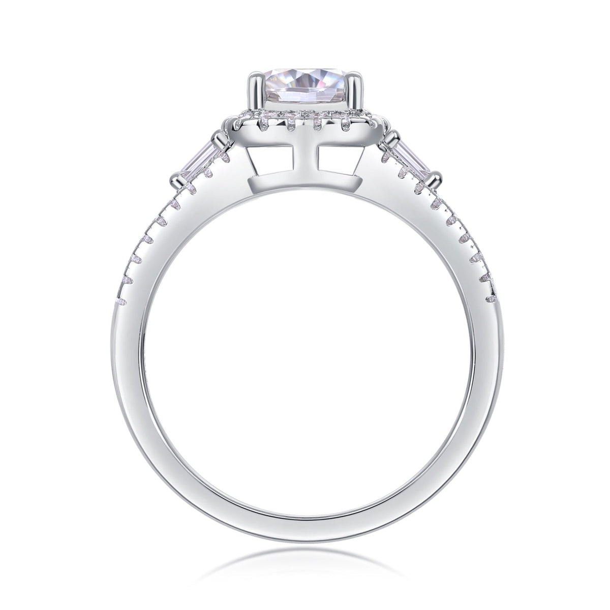 Evermore Cushion-Cut Moissanite Halo Ring in Sterling Silver