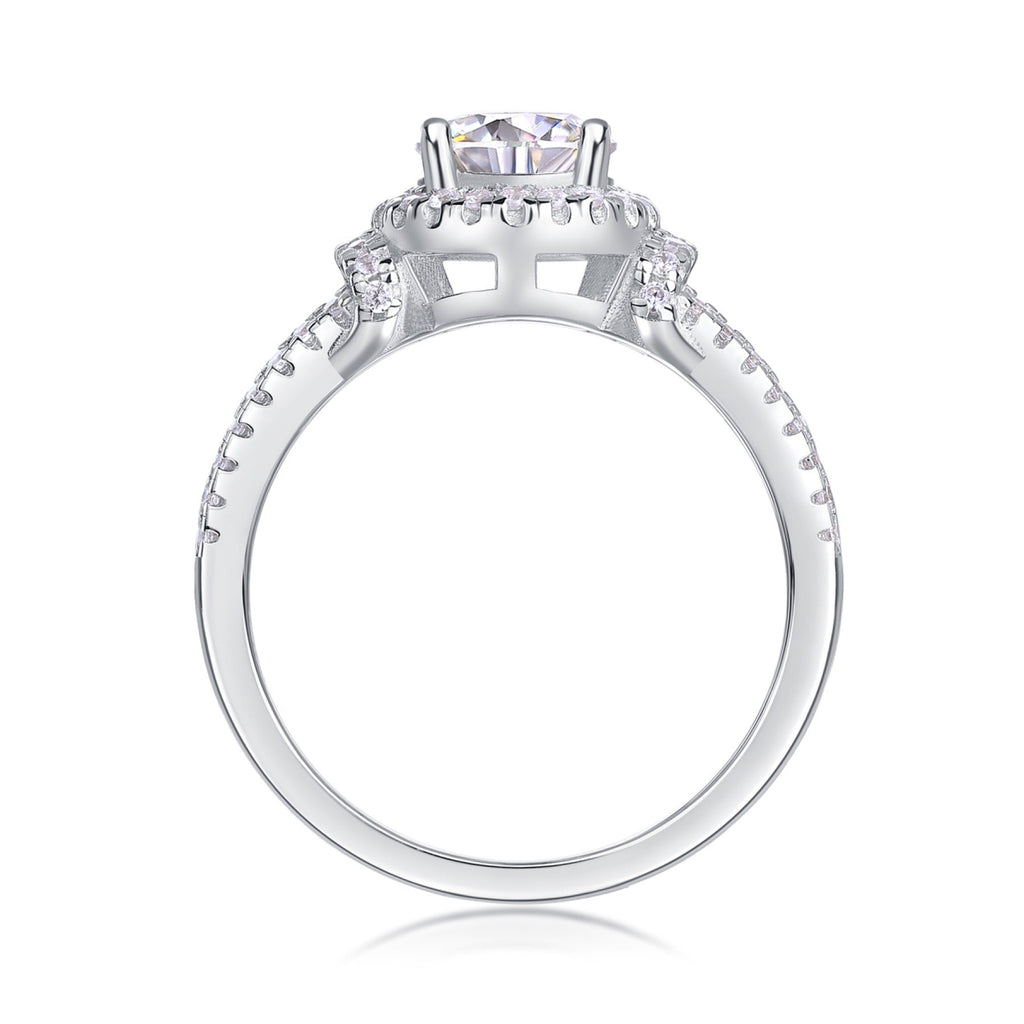 Vivace Moissanite Halo Ring in Sterling Silver