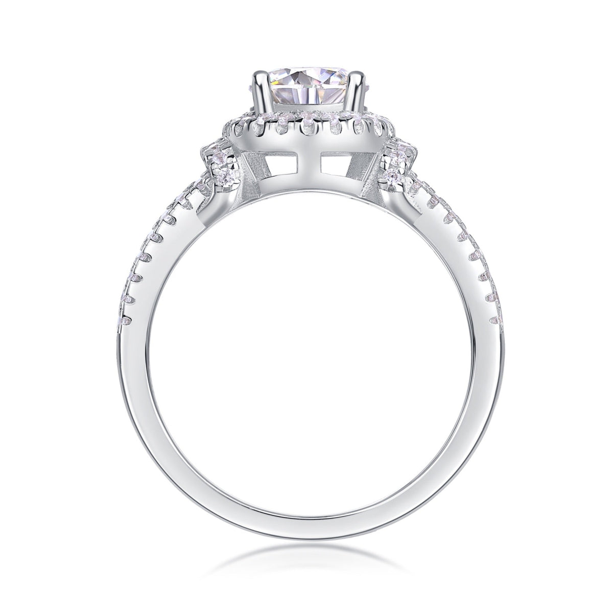 Vivace Moissanite Halo Ring in Sterling Silver