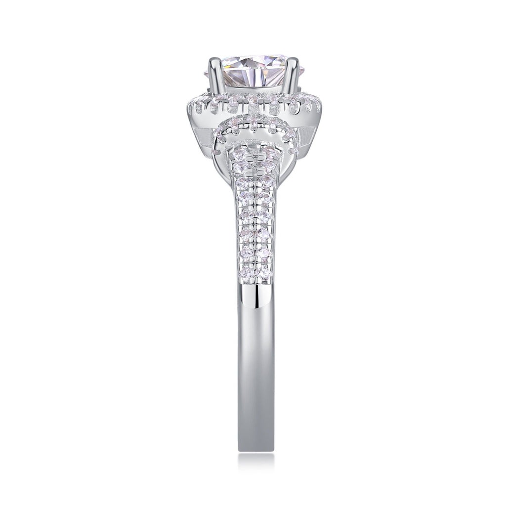 Vivace Moissanite Halo Ring in Sterling Silver