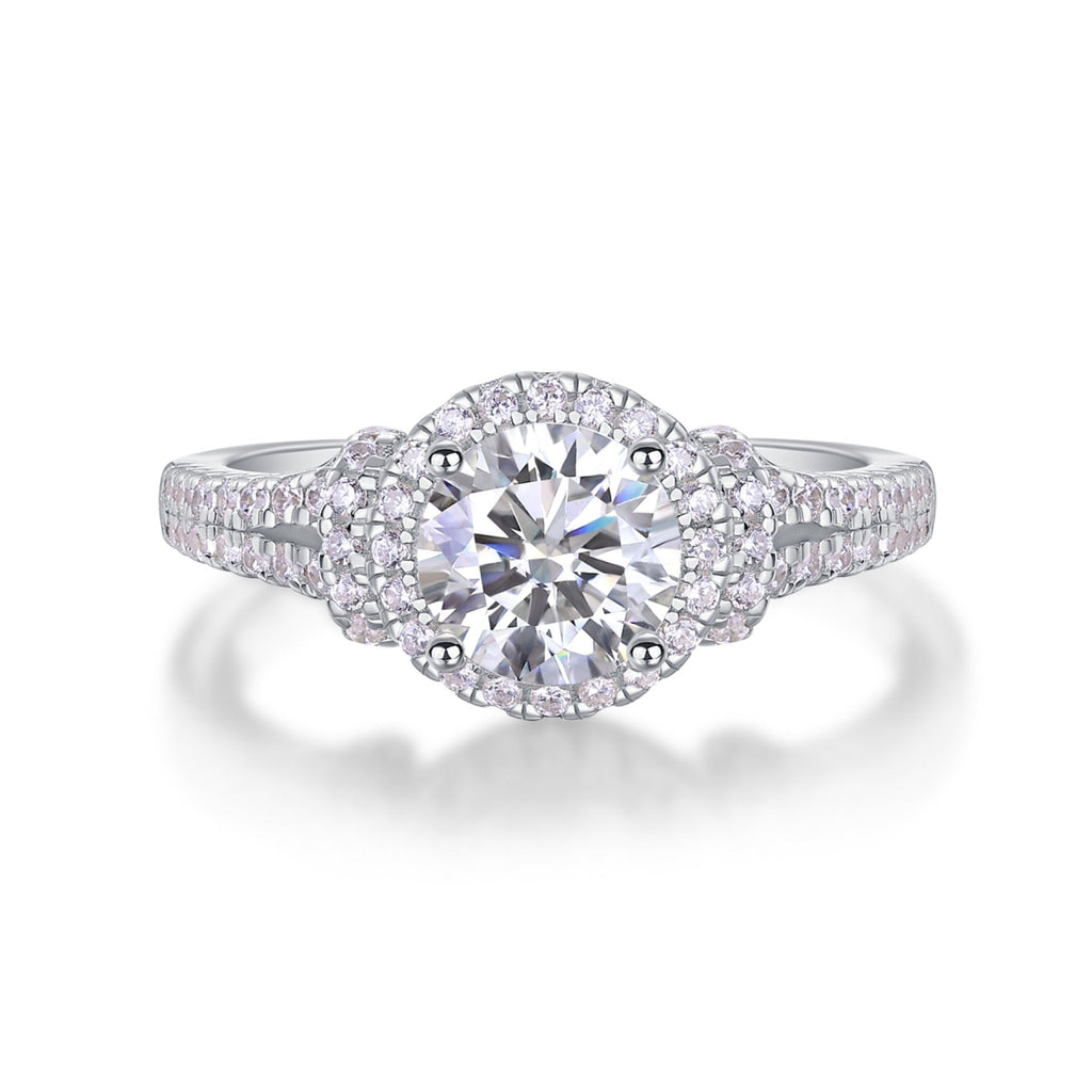 Vivace Moissanite Halo Ring in Sterling Silver