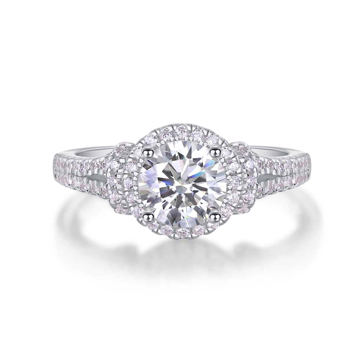 Vivace Moissanite Halo Ring in Sterling Silver