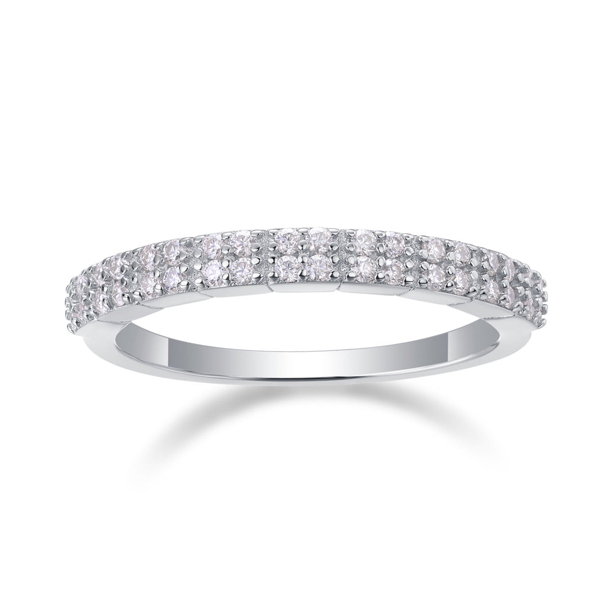 Amata Moissanite Band Ring in Sterling Silver