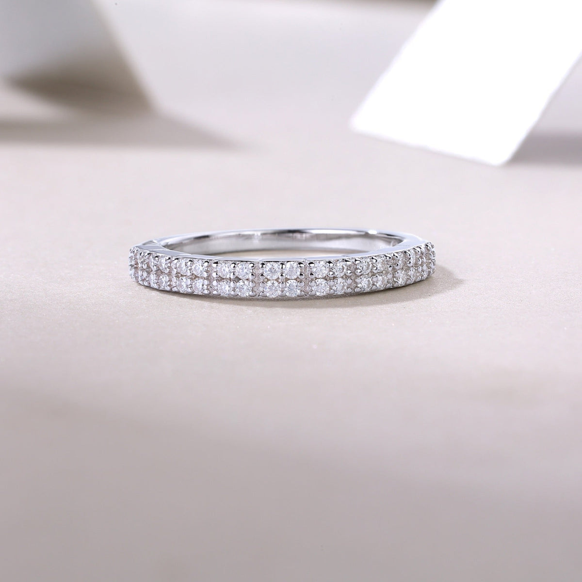 Amata Moissanite Band Ring in Sterling Silver