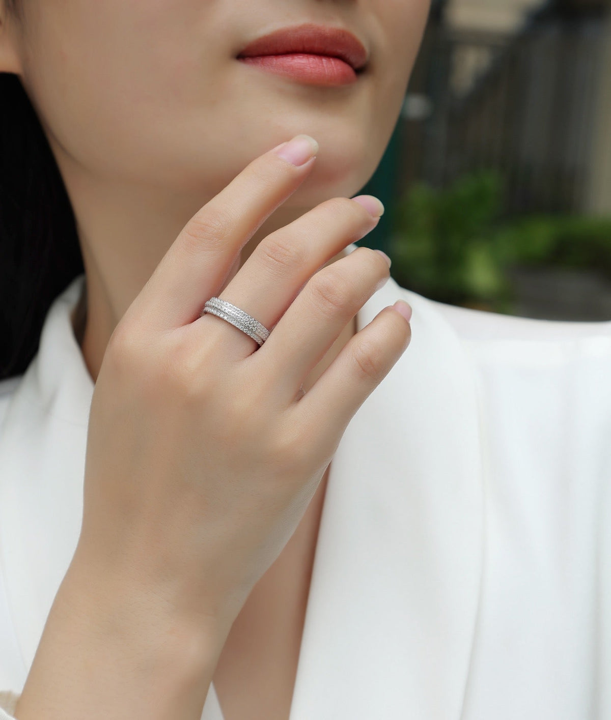 Serenade Moissanite Band Ring in Sterling Silver