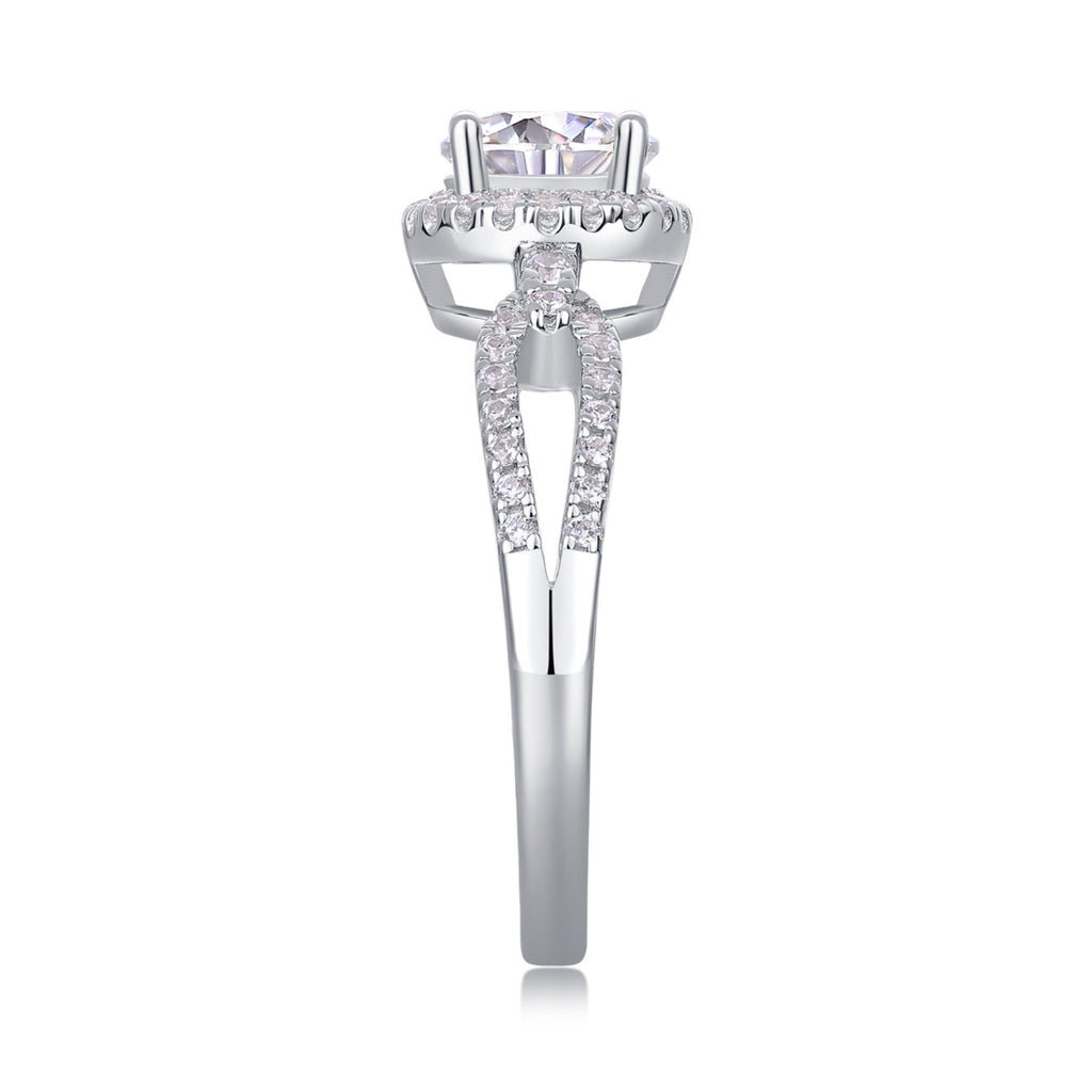 Intesa Moissanite Halo Ring in Sterling Silver
