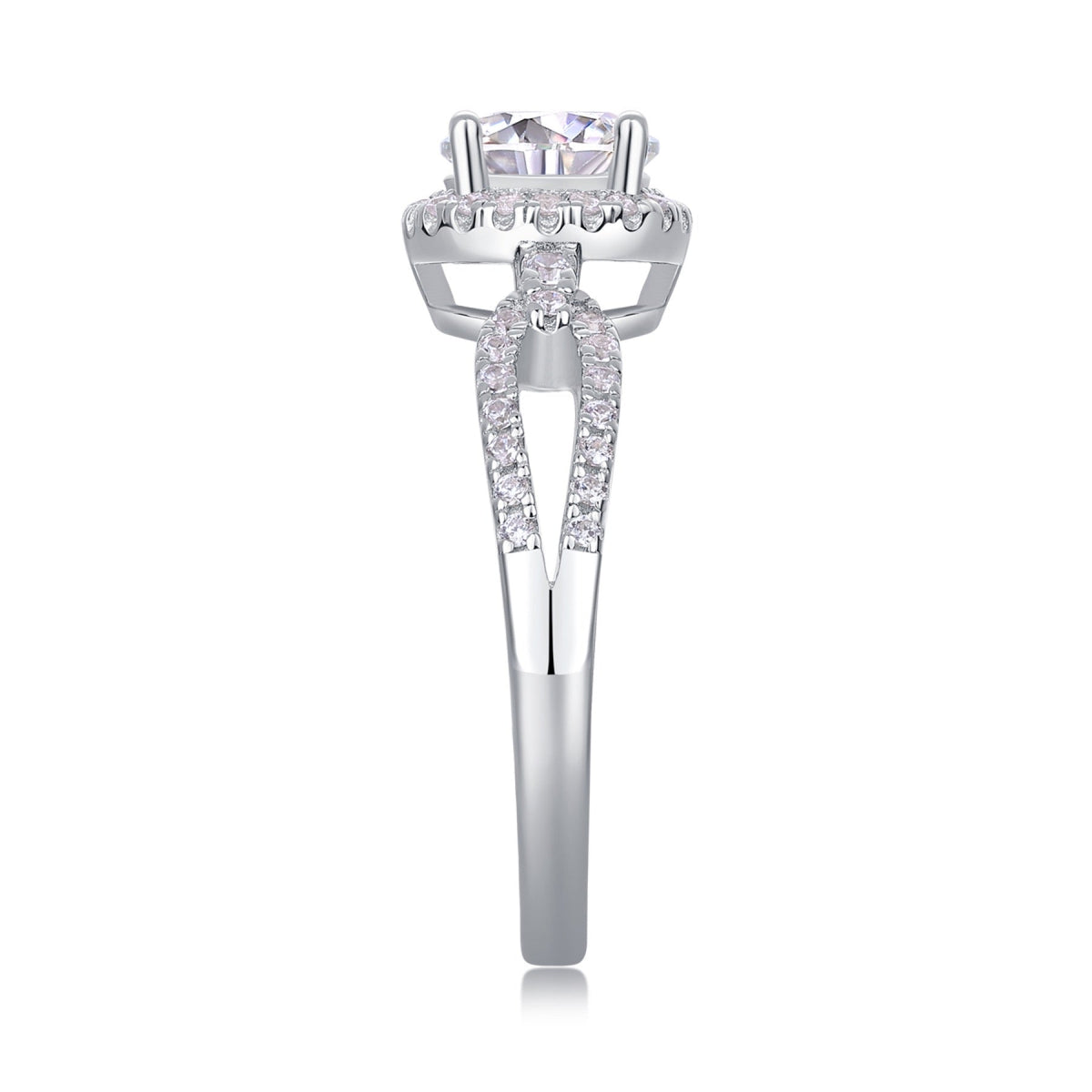 Intesa Moissanite Halo Ring in Sterling Silver