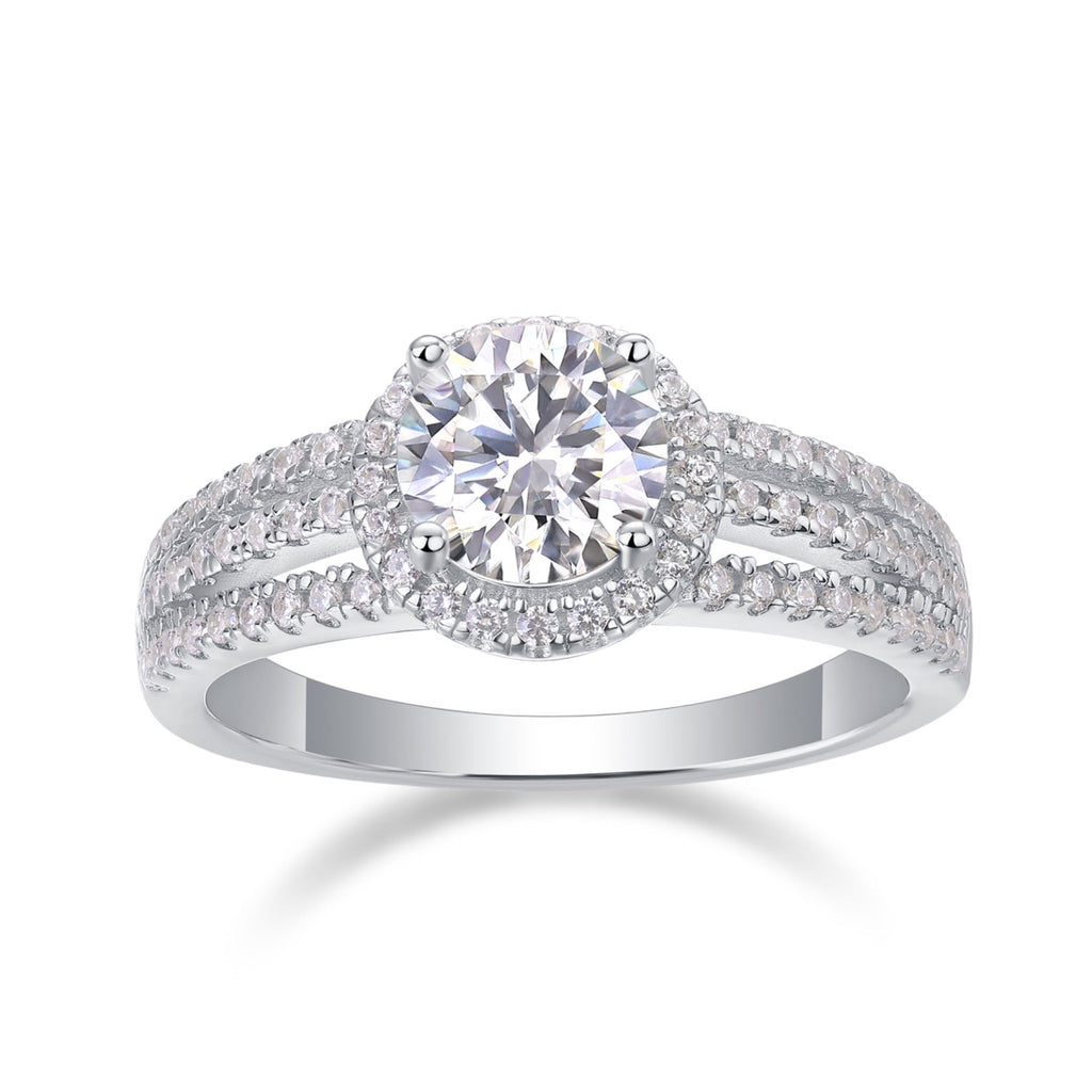 Ricordo Moissanite Halo Ring in Sterling Silver