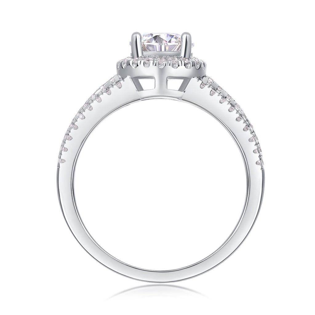 Ricordo Moissanite Halo Ring in Sterling Silver