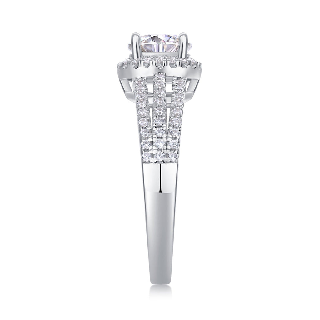 Ricordo Moissanite Halo Ring in Sterling Silver