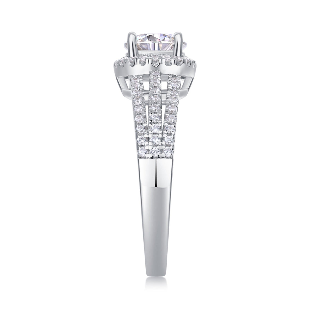 Ricordo Moissanite Halo Ring in Sterling Silver