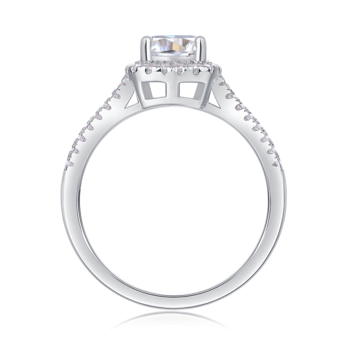 Concord Cushion-Cut Moissanite Halo Ring in Sterling Silver