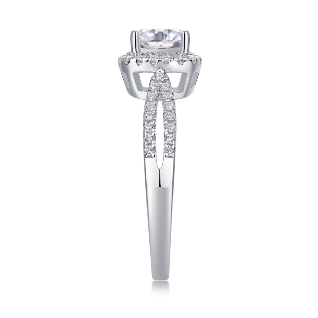 Concord Cushion-Cut Moissanite Halo Ring in Sterling Silver