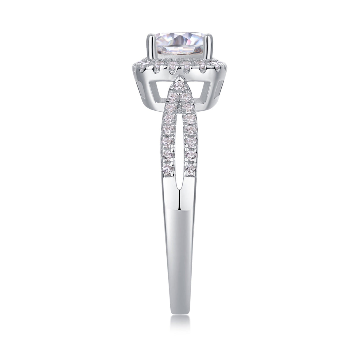 Concord Cushion-Cut Moissanite Halo Ring in Sterling Silver