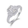 Cofanetto Emerald-Cut Moissanite Three-Stone Ring in Sterling Silver