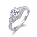 Baikal Moissanite Halo Ring in Sterling Silver