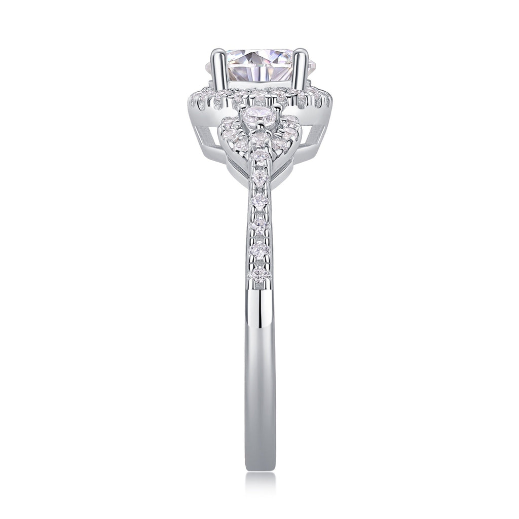 Baikal Moissanite Halo Ring in Sterling Silver