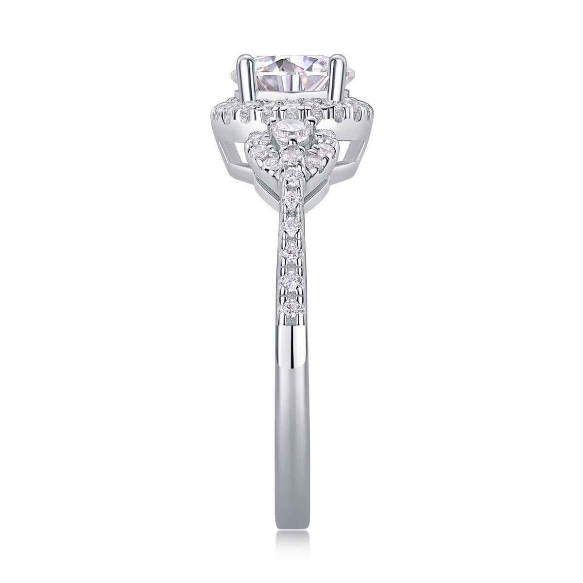 Baikal Moissanite Halo Ring in Sterling Silver