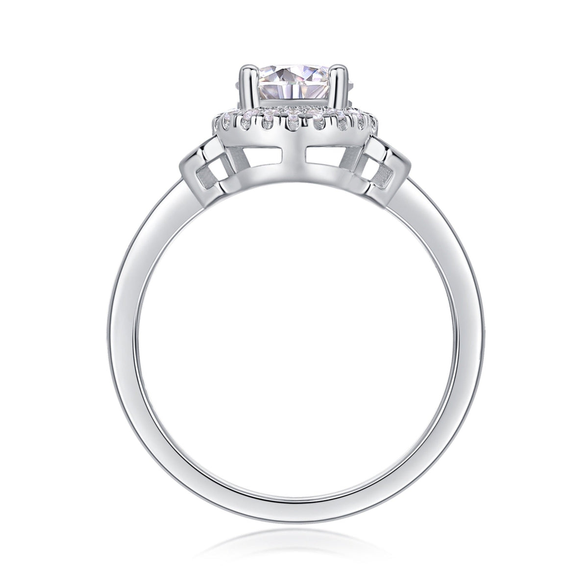 Faro Moissanite Halo Ring in Sterling Silver