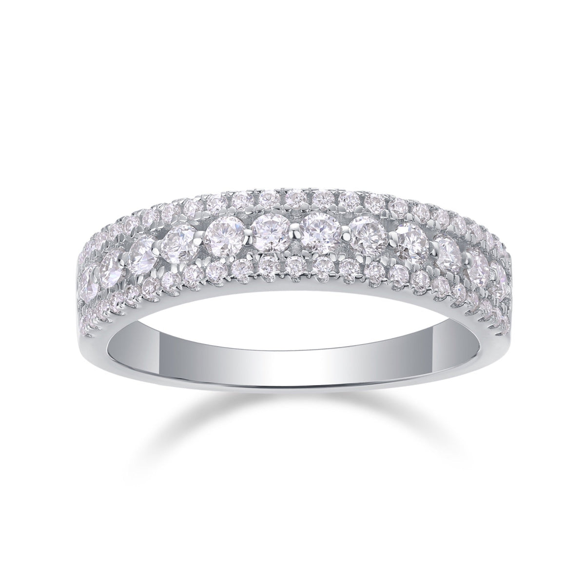 Marinaio Moissanite Band Ring in Sterling Silver
