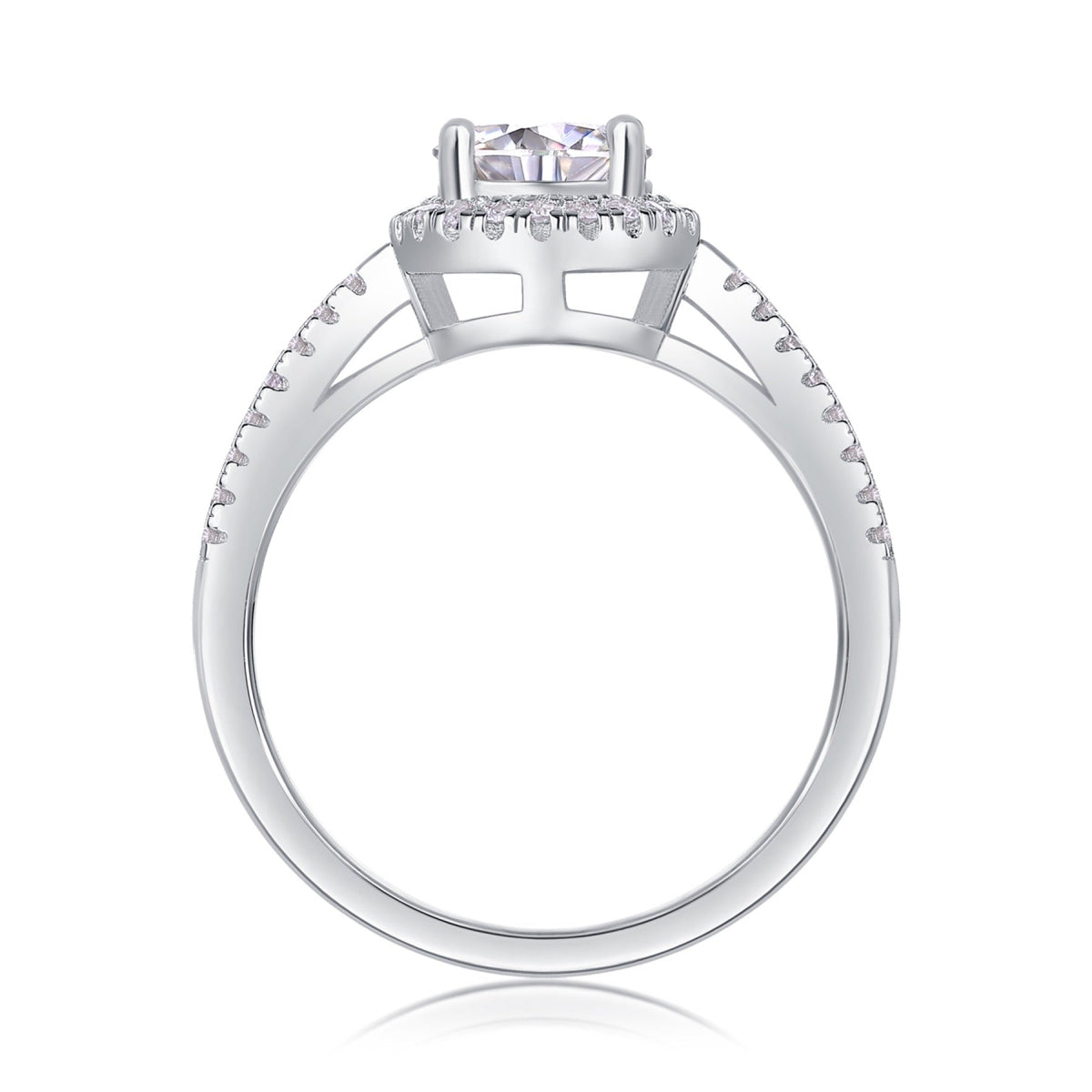 Betrothed Moissanite Halo Ring in Sterling Silver