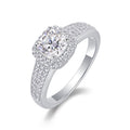 Louvre Cushion-Cut Moissanite Halo Ring in Sterling Silver