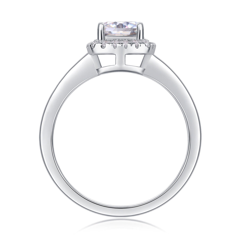 Louvre Cushion-Cut Moissanite Halo Ring in Sterling Silver