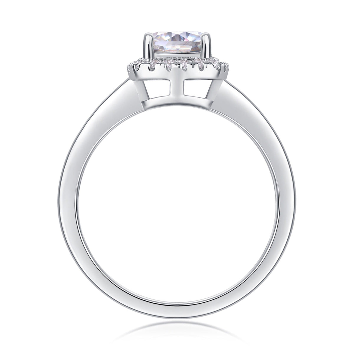 Louvre Cushion-Cut Moissanite Halo Ring in Sterling Silver