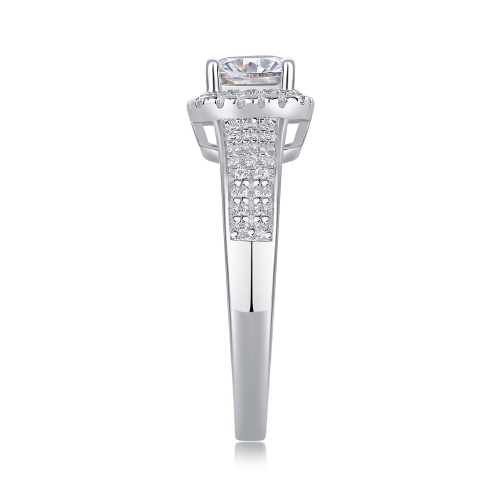 Louvre Cushion-Cut Moissanite Halo Ring in Sterling Silver