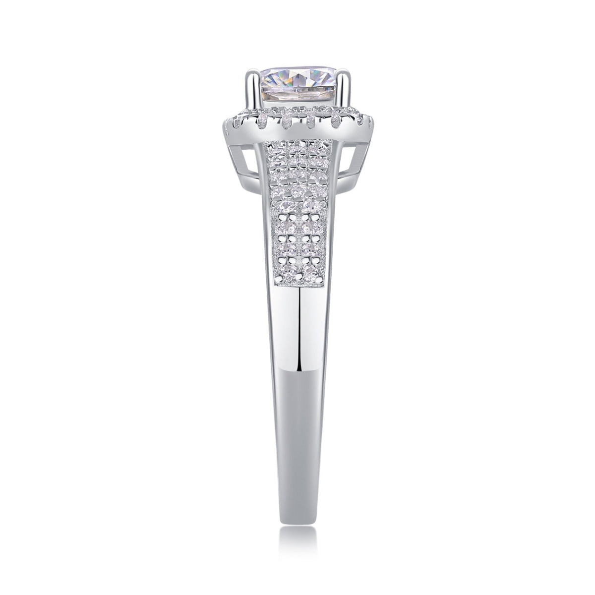 Louvre Cushion-Cut Moissanite Halo Ring in Sterling Silver