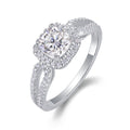 Missive Cushion-Cut Moissanite Halo Ring in Sterling Silver