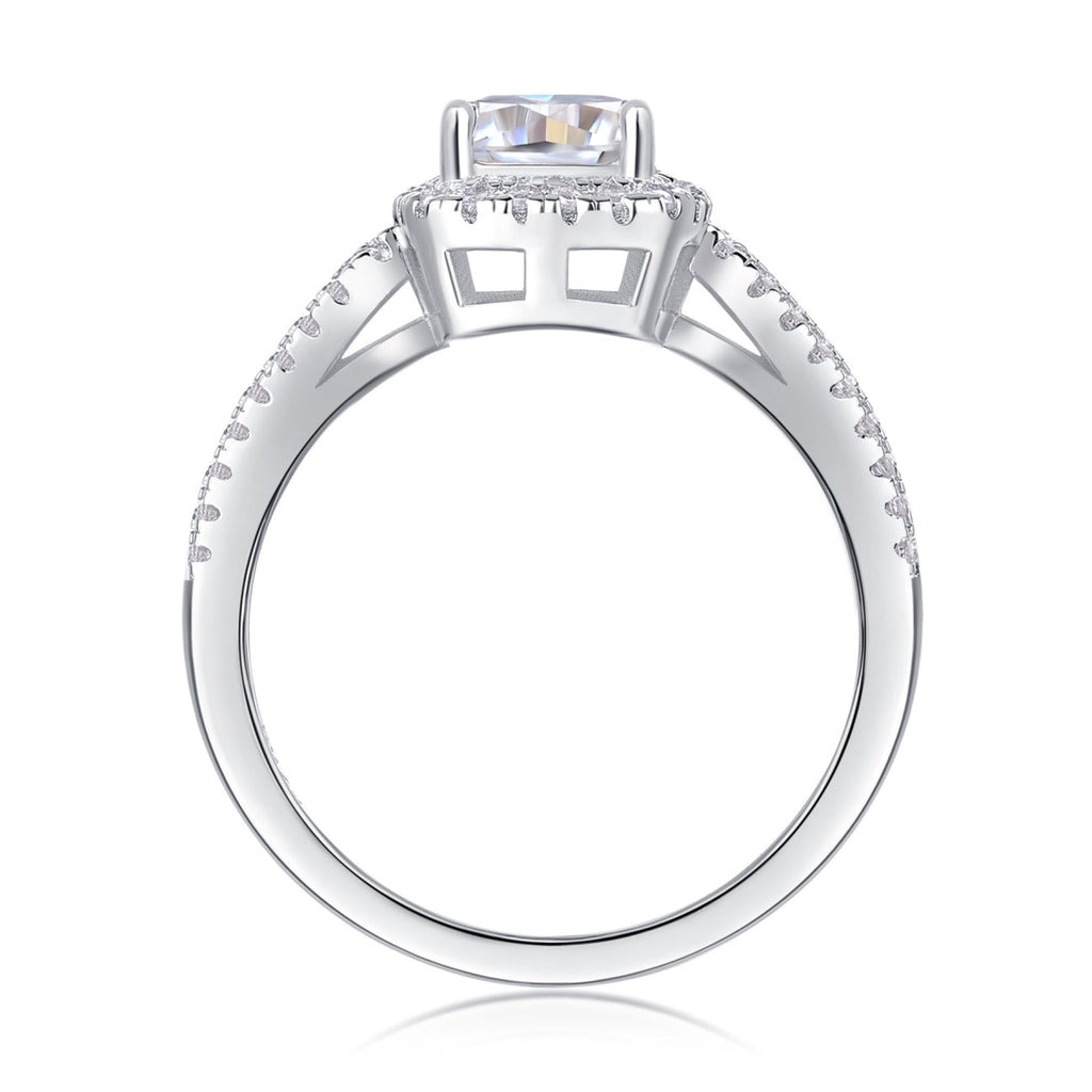 Missive Cushion-Cut Moissanite Halo Ring in Sterling Silver