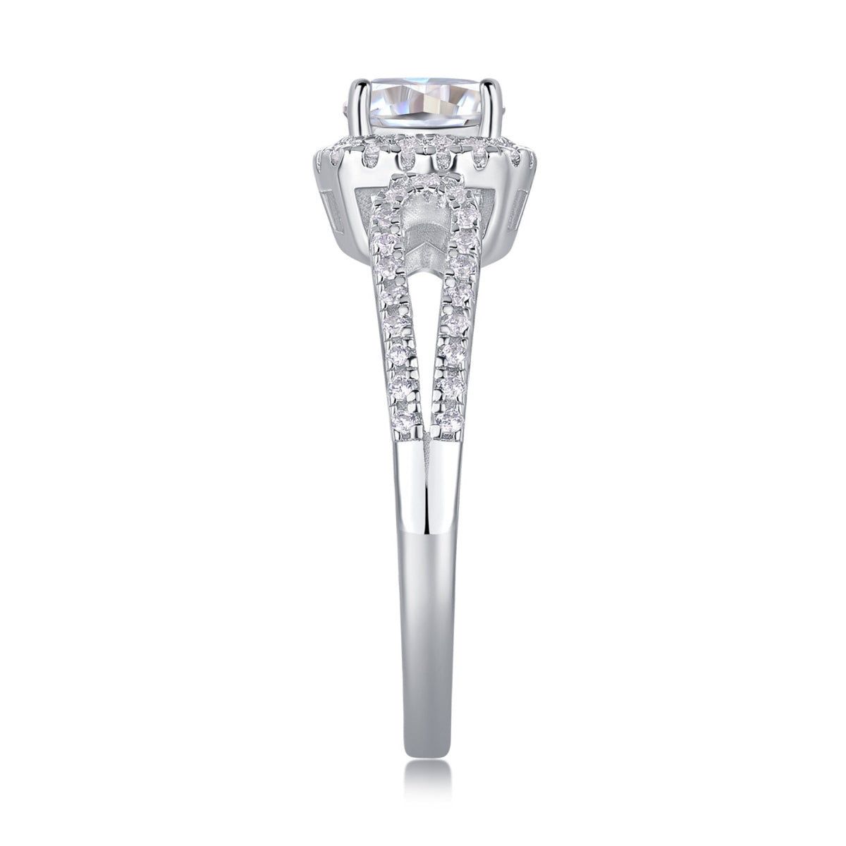 Missive Cushion-Cut Moissanite Halo Ring in Sterling Silver