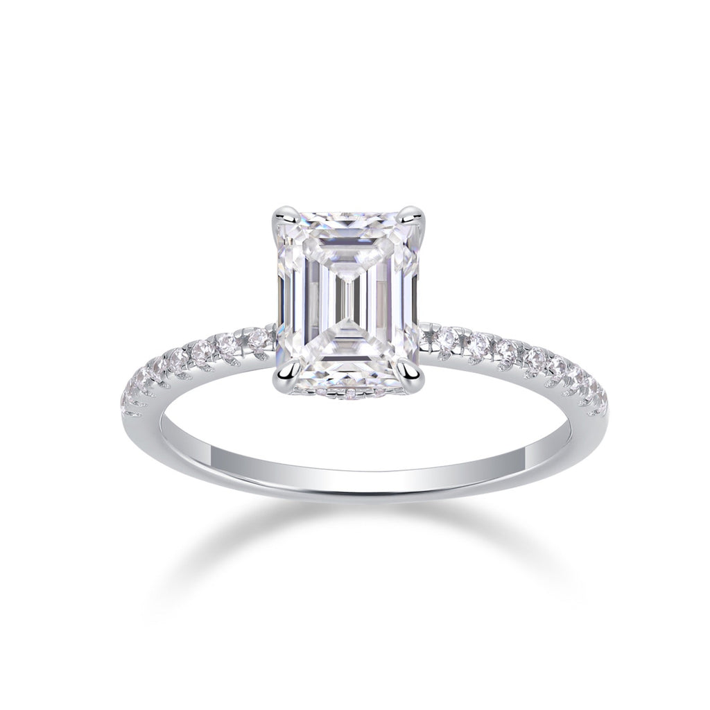 Chosen Emerald-Cut Moissanite Solitaire Ring in Sterling Silver