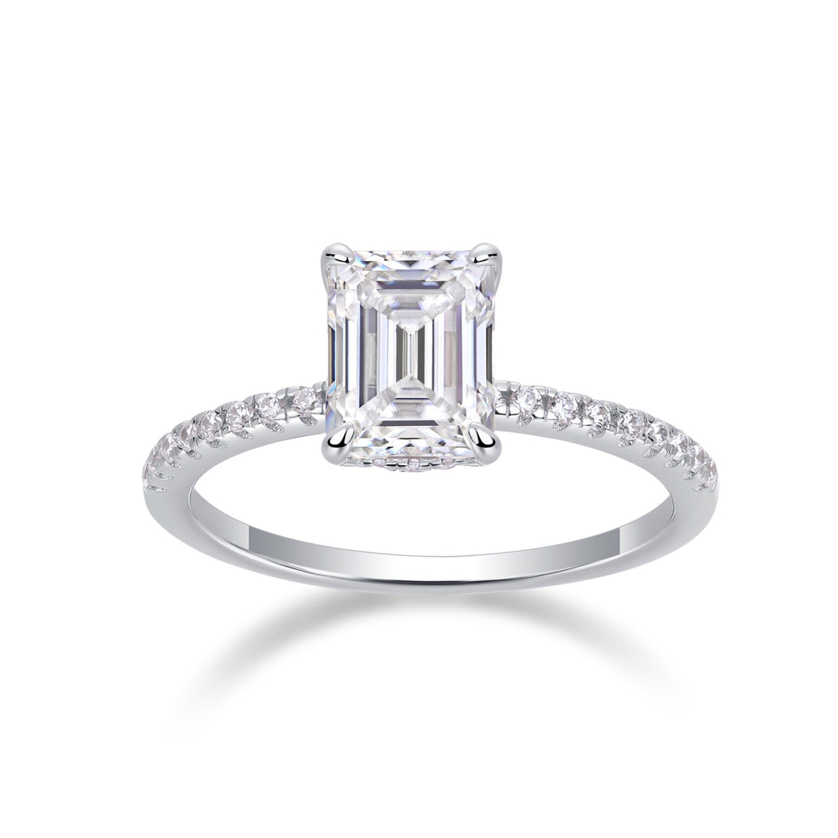 Chosen Emerald-Cut Moissanite Solitaire Ring in Sterling Silver