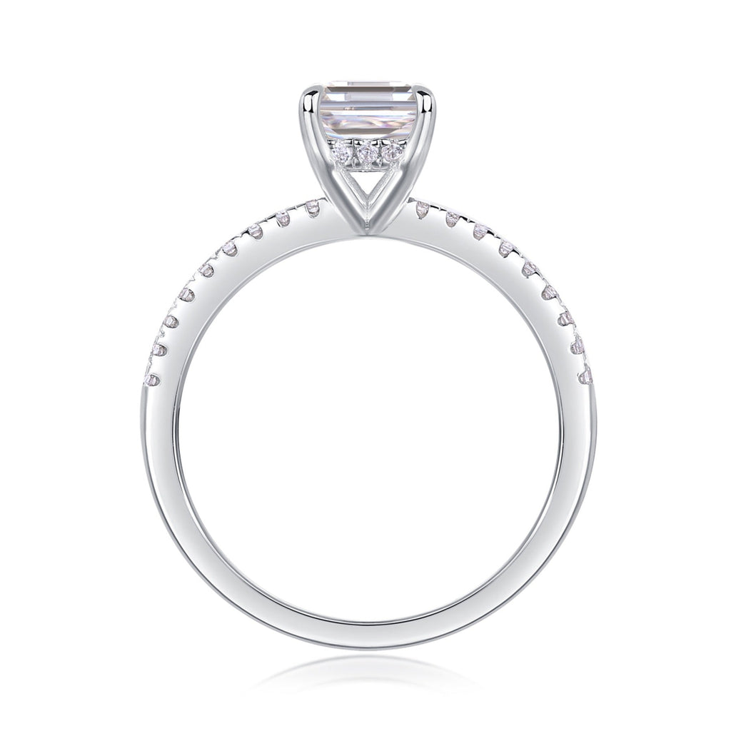 Chosen Emerald-Cut Moissanite Solitaire Ring in Sterling Silver