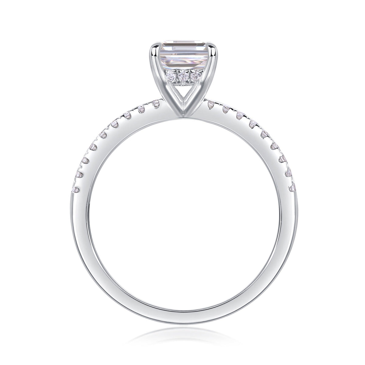 Chosen Emerald-Cut Moissanite Solitaire Ring in Sterling Silver