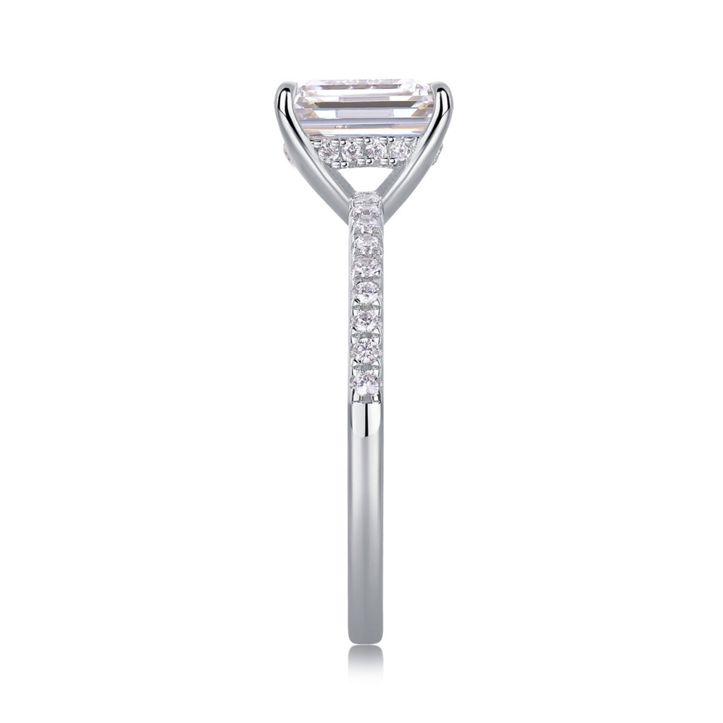 Chosen Emerald-Cut Moissanite Solitaire Ring in Sterling Silver