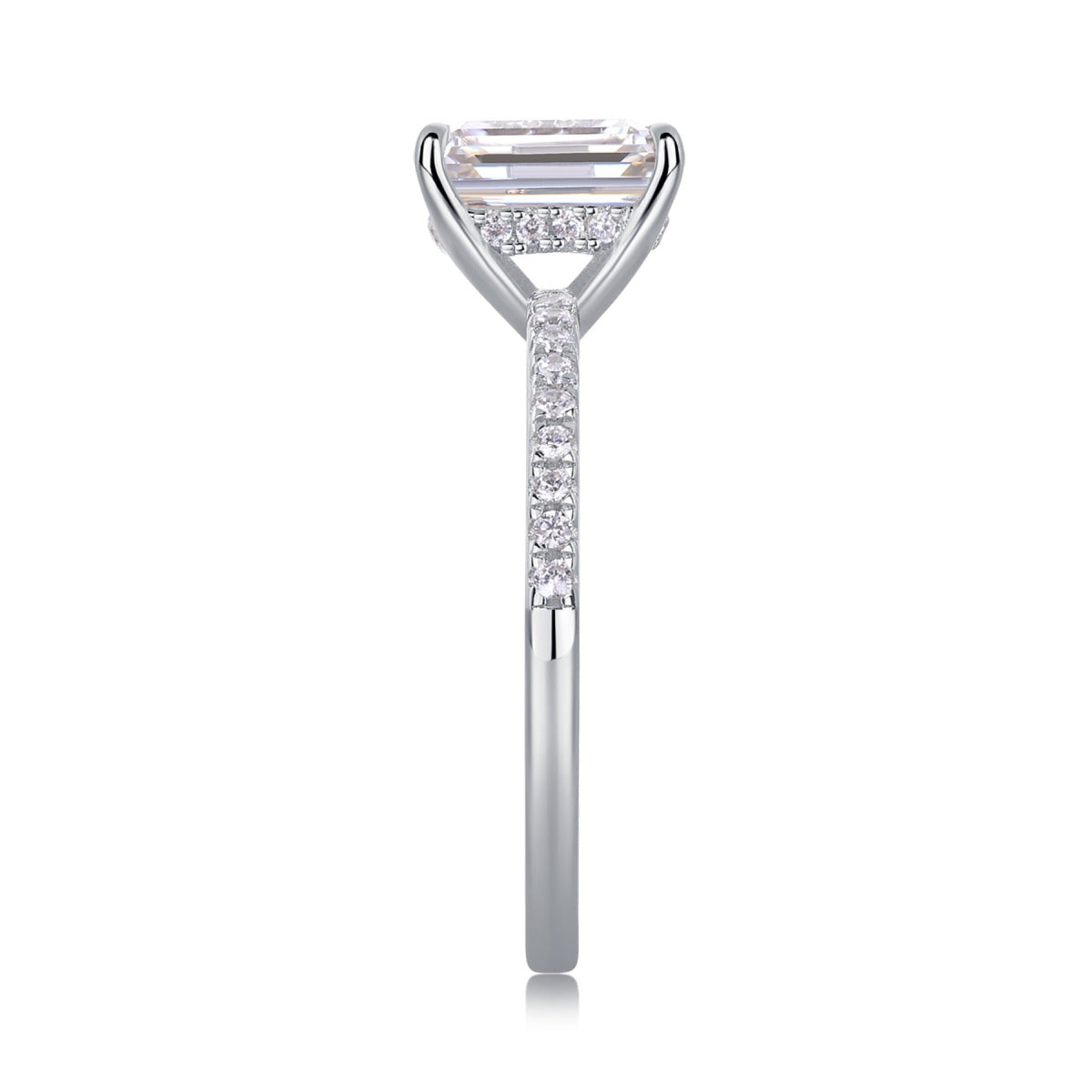 Chosen Emerald-Cut Moissanite Solitaire Ring in Sterling Silver