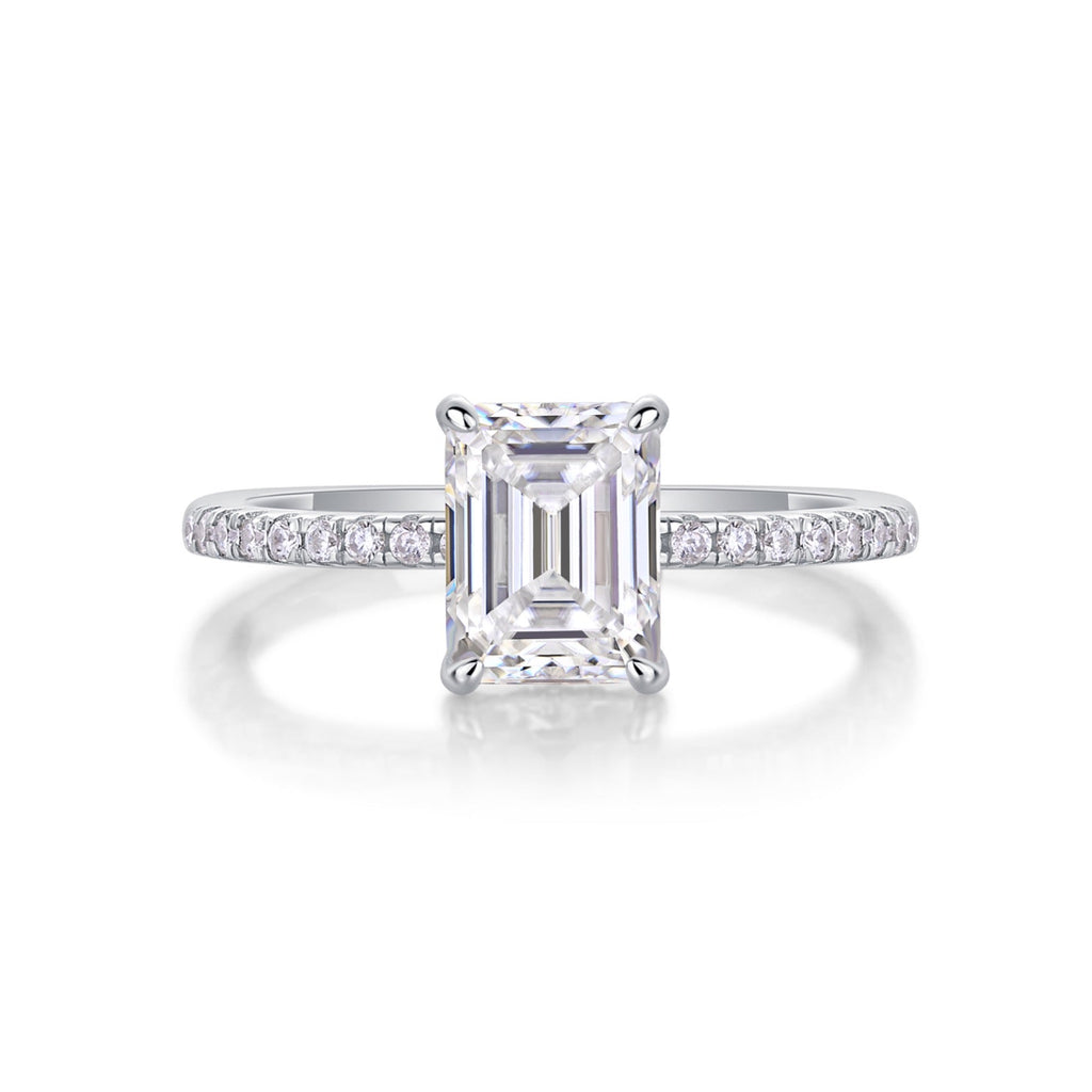 Chosen Emerald-Cut Moissanite Solitaire Ring in Sterling Silver