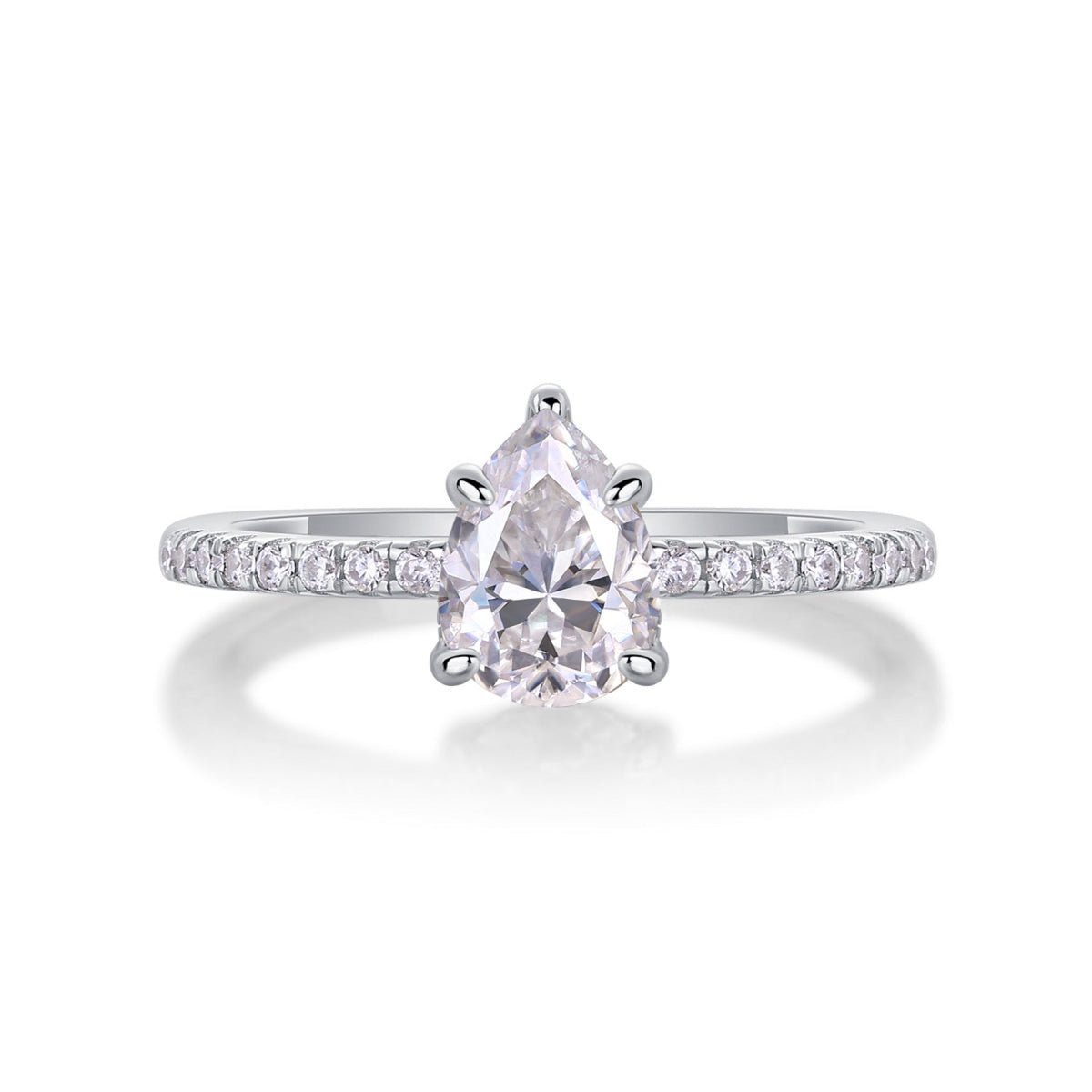 Dreaming Pear-Cut Moissanite Solitaire Ring in Sterling Silver