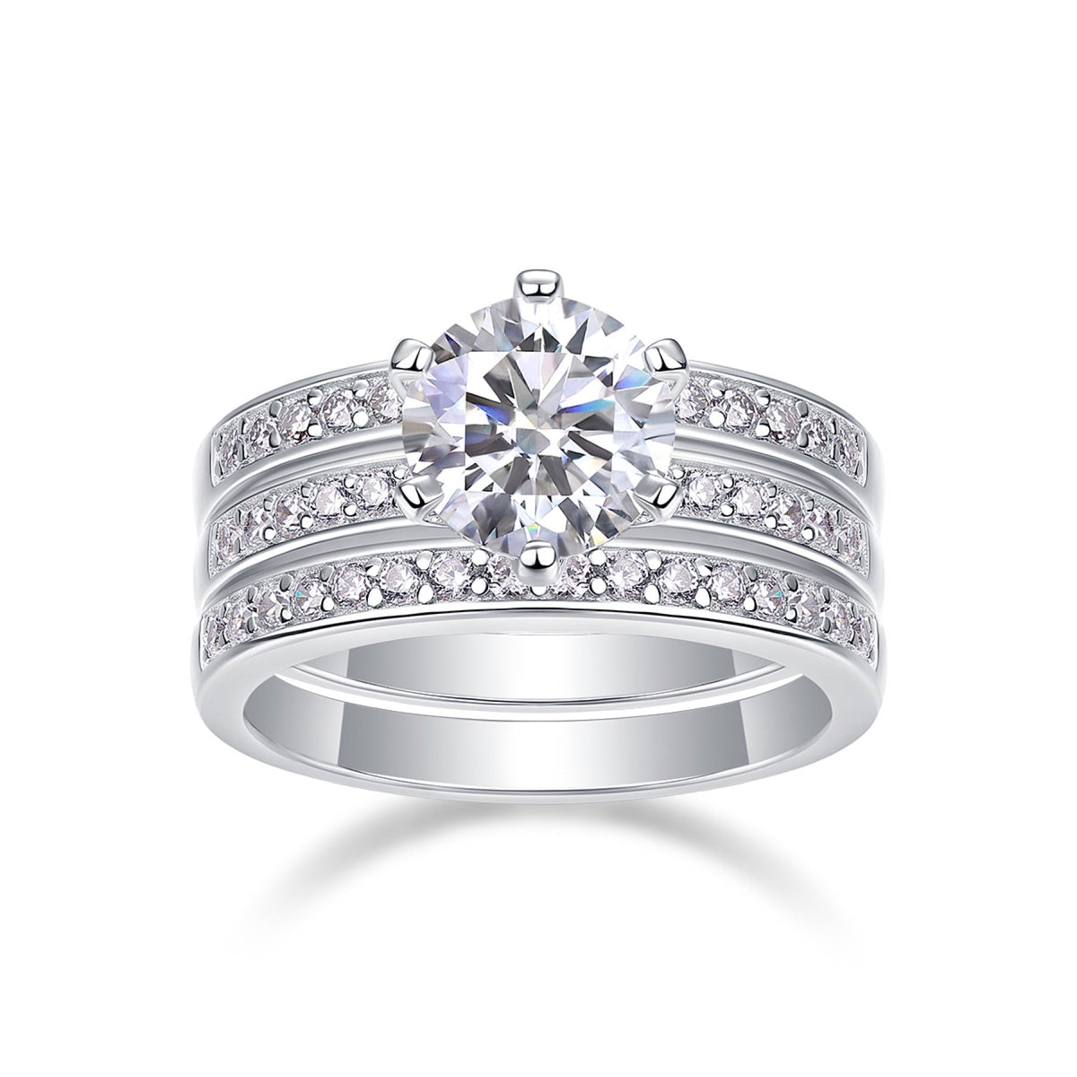 Surge 2 Carat Moissanite Halo Ring in Sterling Silver