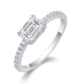 Metropolis Emerald-Cut Moissanite Solitaire Ring in Sterling Silver
