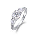 Prelude Moissanite Three-Stone Ring in Sterling Silver