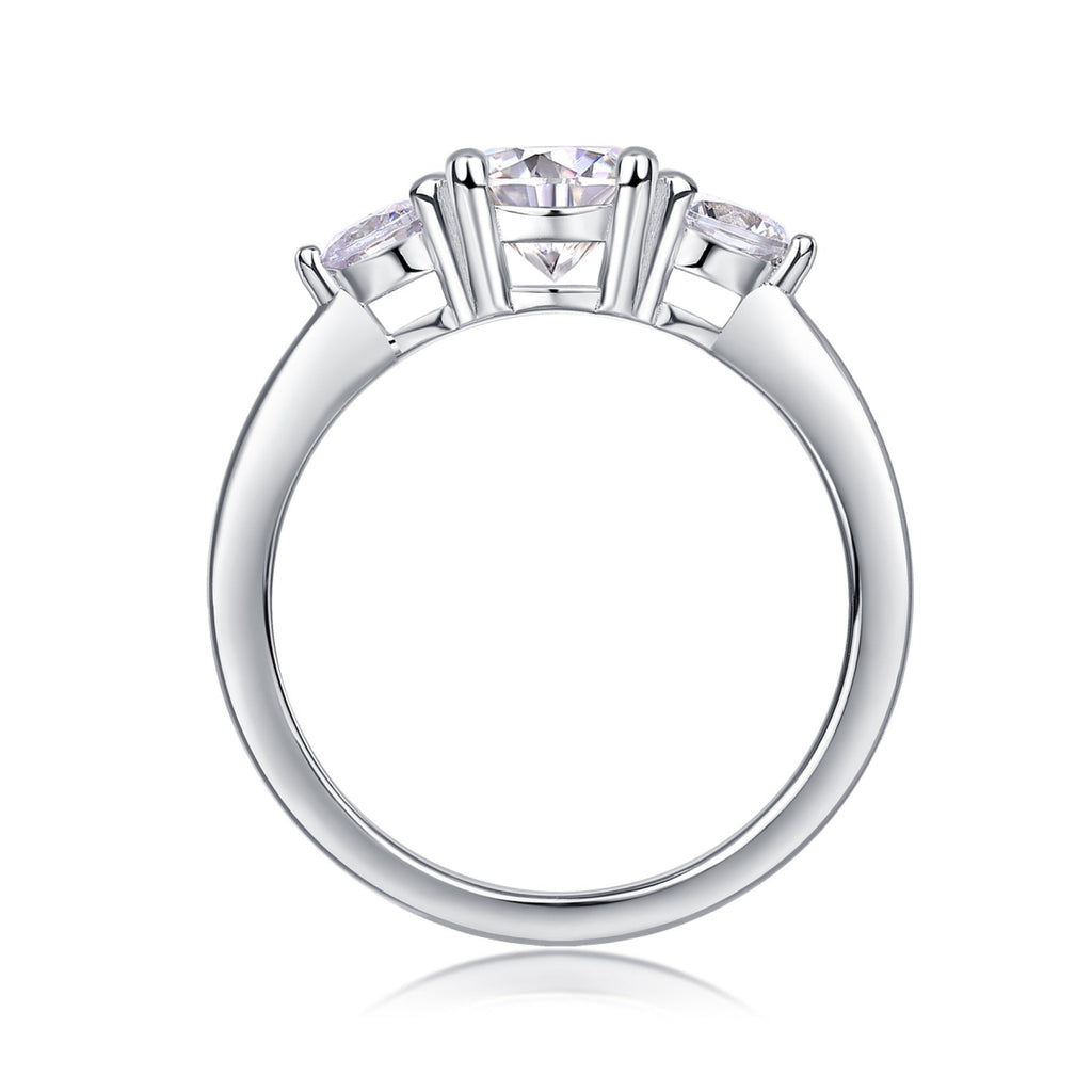 Prelude Moissanite Three-Stone Ring in Sterling Silver
