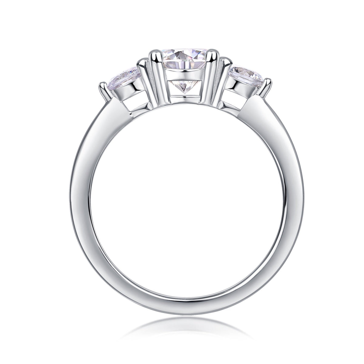 Prelude Moissanite Three-Stone Ring in Sterling Silver